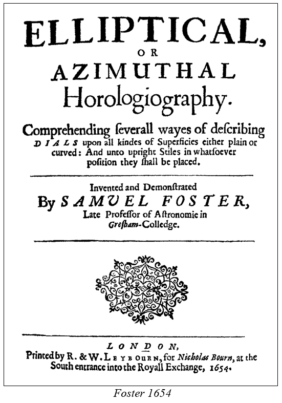 Analemmatic Elliptical Horologiography Foster 1654