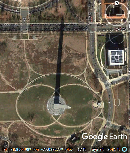 Washington Monument with Google Shadow